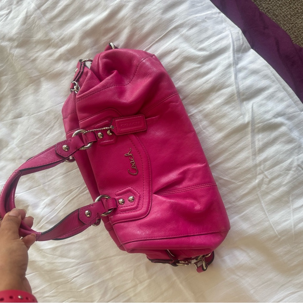 Coach Fuchsia Leather Satchel - Picture 2 of 5
